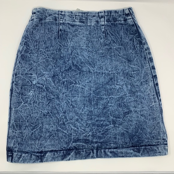 VIntage Stone Wash Acid Wash Zip front Jean skirt - Picture 4 of 8